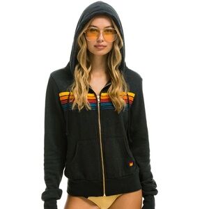 Aviator Nation 5 STRIPE HOODIE - CHARCOAL